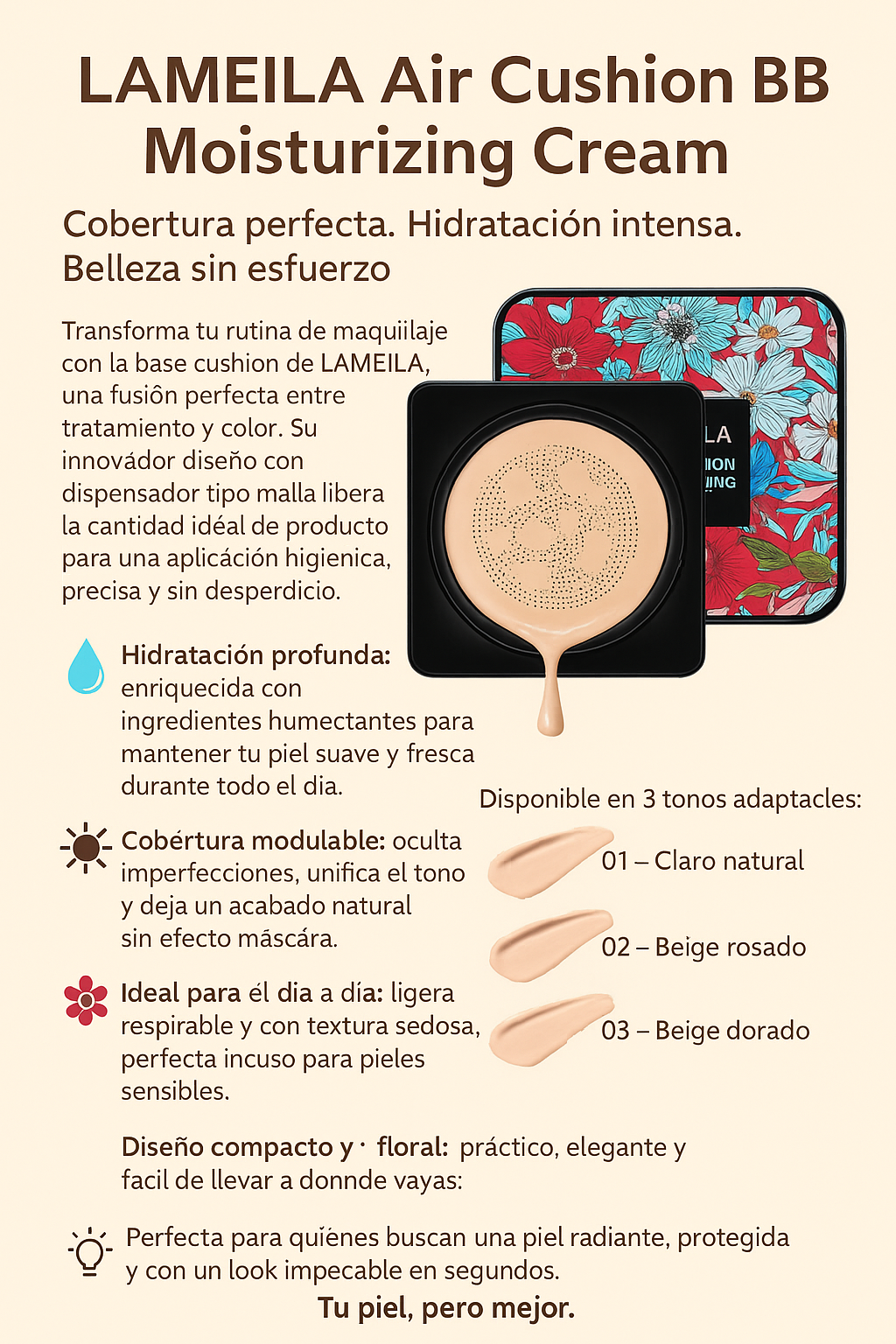 BASE PARA LA CARA CORRECTORA CUSHION LAMEILA
